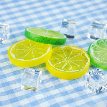 

High Quality Artificial Acrylic Ice Cubes & Simulation Lemon Slices for Photography Props Photos Background DIY Decorations