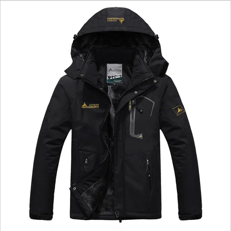Мужская зимняя флисовая водонепроницаемая куртка для спорта на открытом воздухе, теплое Брендовое пальто для походов, кемпинга, походов, лыж, мужские куртки - Цвет: Black