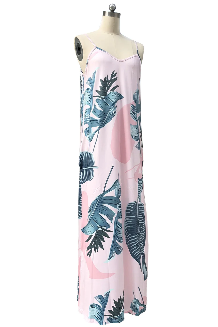Gladiolus Elegant Long Dresses Bohemian Sundress 2018 Women V-Neck Spaghetti Strap Print Floral Maxi Causal Loose Summer Dress (25)