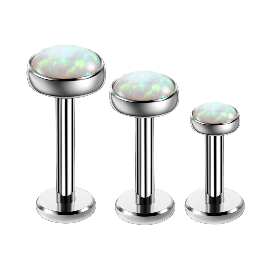 1PC Titanium Opal Labret Helix Piercing Internal Thread Ear Cartilage Tragus Crystal Gem Lip Monore Stud Rings Sexy Jewelry 16G