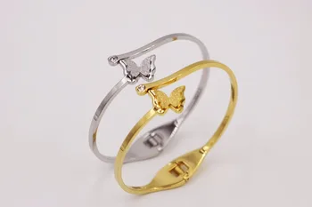 

Better Bracelet Stainless Steel Luxury Brand Crystal Butterfly Spring Bangle Women Gift
