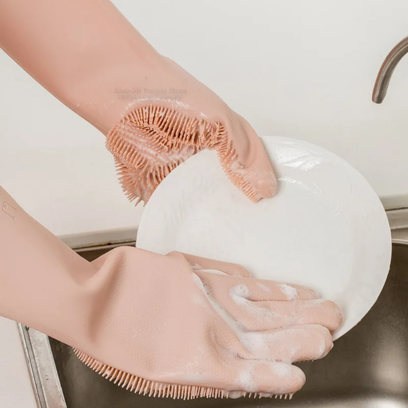 Magic Silicone Cleaning Gloves Insulation non-slip Dishwashing Glove Double-sided Wear Gloves for Home Kitchen for Xiaomi Mi