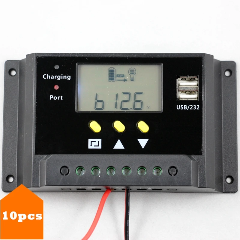 

10Pcs/Lot PWM 30A Solar Charger Controller Dual 5V USB 12V 24V Auto Work Solar Panel Battery Light and Timer Control