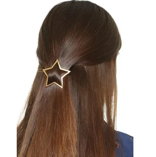 

2 Colors Fashion Hairwear Women Hollow Five-pointed Star Hairpin Hair Clip Pins Dropshipping