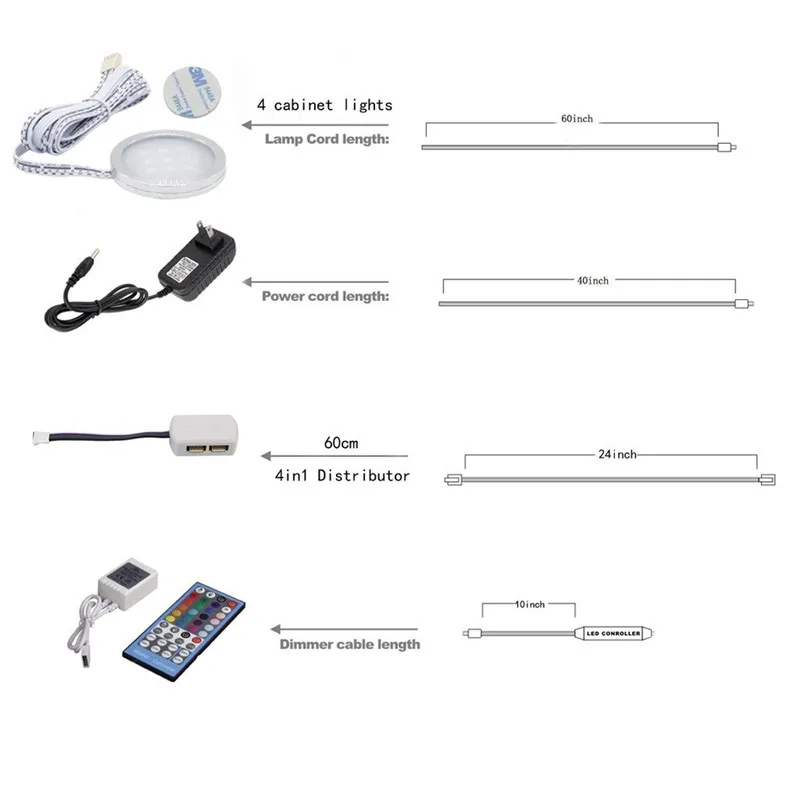 RGBW rgb+white under cabinet led lights kit 07