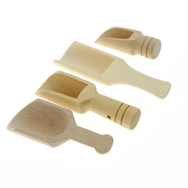 Special Price 4Styles Coffee Scooper Scoops Wooden Laundry Detergent Candy Dishes Bath Salt Scooping Powder Spoon