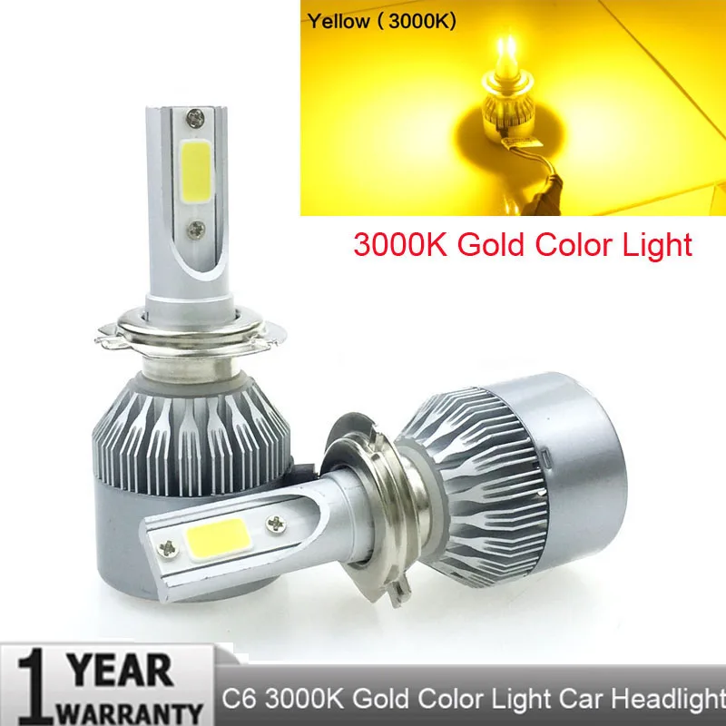 H15 H4 H1 H11 H7 светодиодный головной светильник лампа 72W фары для 8000LM/комплект Беспроводной автомобилей головной светильник преобразования для вождения светильник поиска светодиодный 6000K 3000K - Испускаемый цвет: 3000K Gold Light