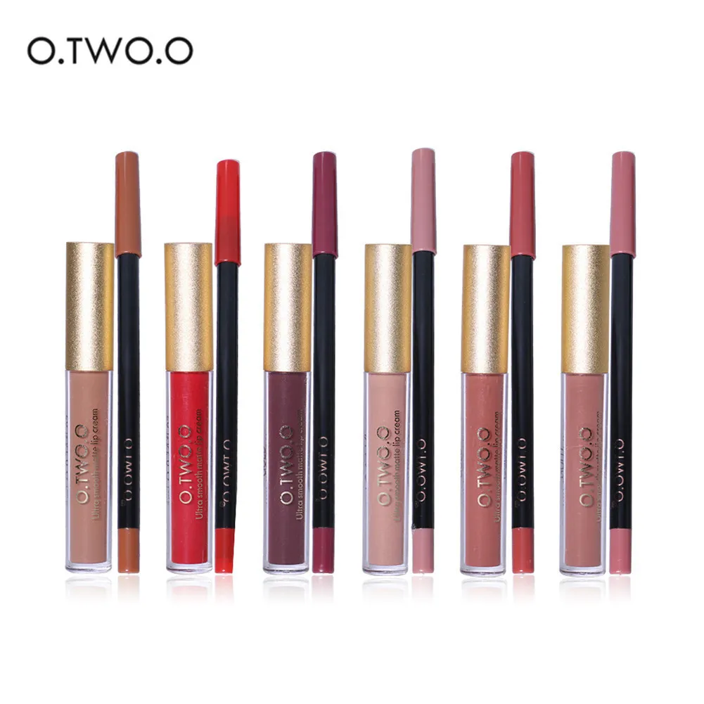 6 colors Matte Liquid Lipstick+Lip liner set Waterproof Lip Stick Lip