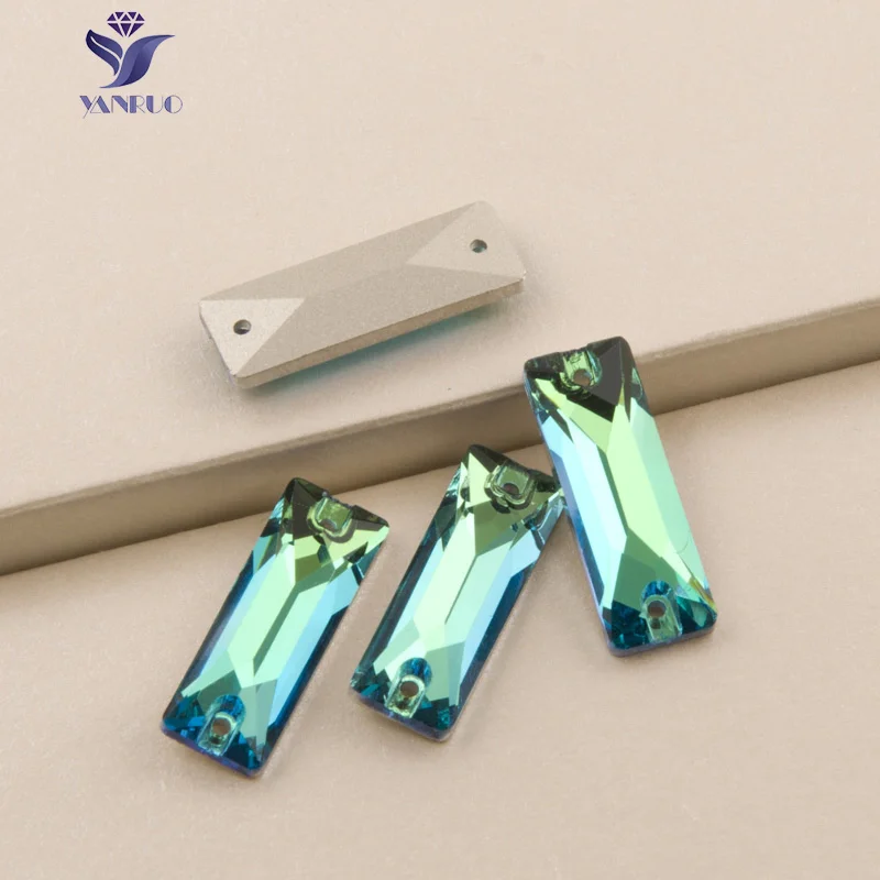 

YANRUO 3255 Cosmic Baguette Peridot Sew on Crystal Rhinestones Stone Glass Craft Garment Flatback Crystal Rhinestones Clothes