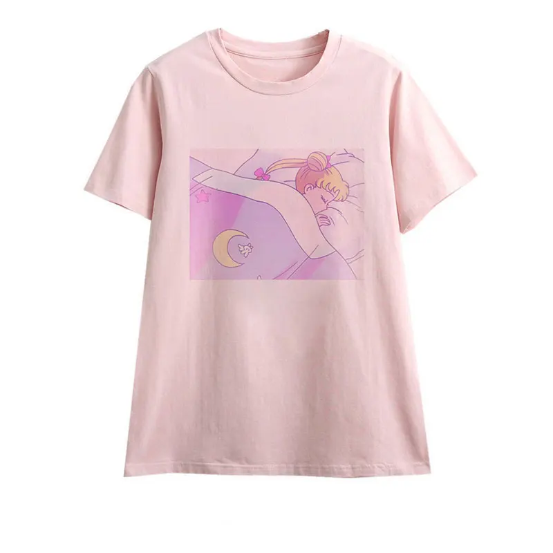 Лето Новое поступление милая женская футболка с принтом аниме Сейлор Мун японская одежда Harajuku Kawaii женская футболка модные топы - Цвет: 2248