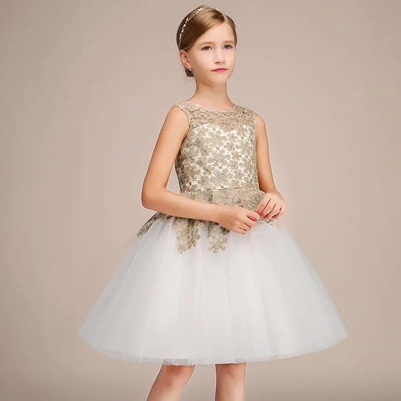 

2019 Fashion Kids Girl Lace Elegant Princess Party Dress Flower Girl Dress Teen Girl Tulle Prom Gown Children Birthday Gown Q435