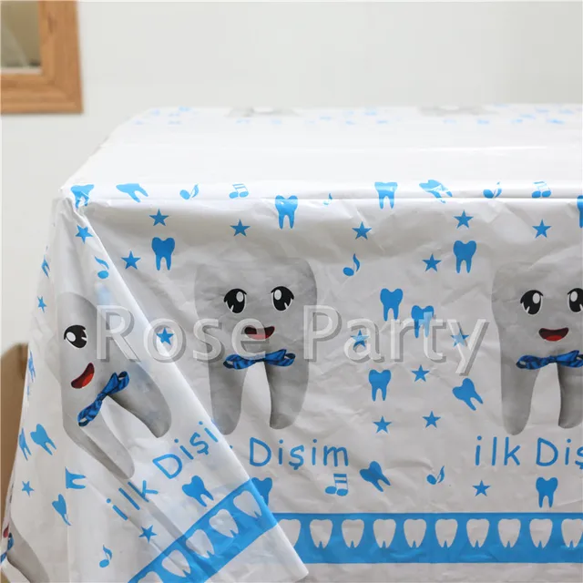 108 180cm Baby Shower Decoration Plastic Table Cloth 1st Teeth Theme 108 180cm Baby Shower Decoration Plastic Table Cloth 1st Teeth Theme