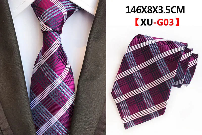 Мужской модный галстук 8 см, Шелковый Классический галстук, желтый, синий, в клетку, в полоску, с цветами, галстуки, бизнес стиль, Свадебные Мужские галстуки, подарочные аксессуары - Цвет: G-03
