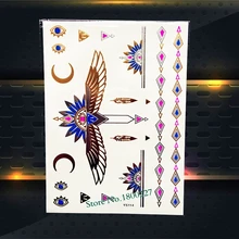 1PC Glitter Flash Temporary Tattoo Gold Metallic Wing Eye Jewelry Design Waterproof Fake Bracelet Tattoo Sticker Body Art PYS114