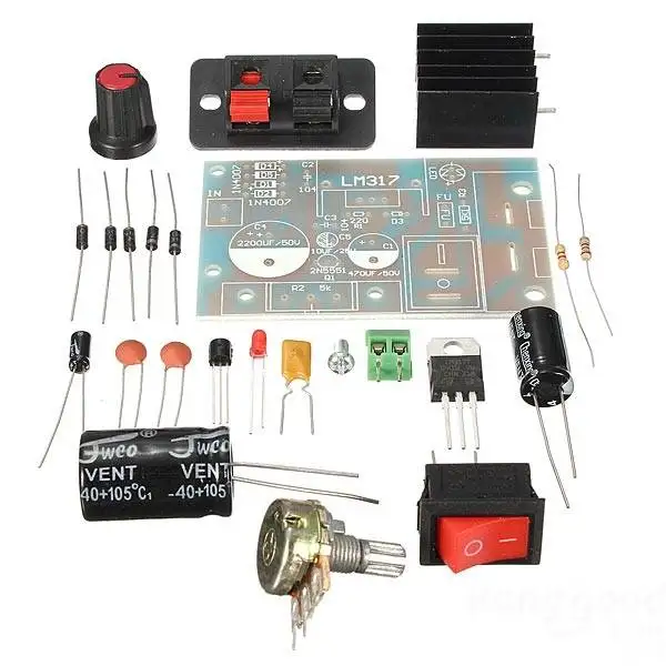 

Factory Wholesale Free Shipping DIY LM317 Adjustable Regulated Voltage Module Suite Kit DC/AC Input