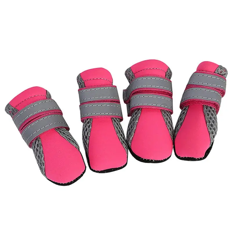 Новая обувь для собак Светоотражающая легкая обувь для собак с защитой от лап с нескользящей подошвой для маленьких и больших носки для собак - Цвет: Розовый