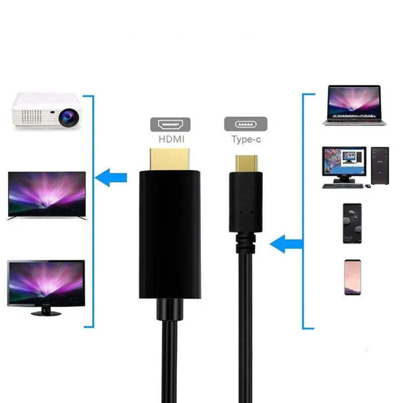 

NEW Type C to HDMI Video Cable USB C USB 3.1 to HDMI Cable 1.8 M 4Kx2K USB 3.1 to HDMI Support 4K 1.8 Meters USB Type-C HDMI
