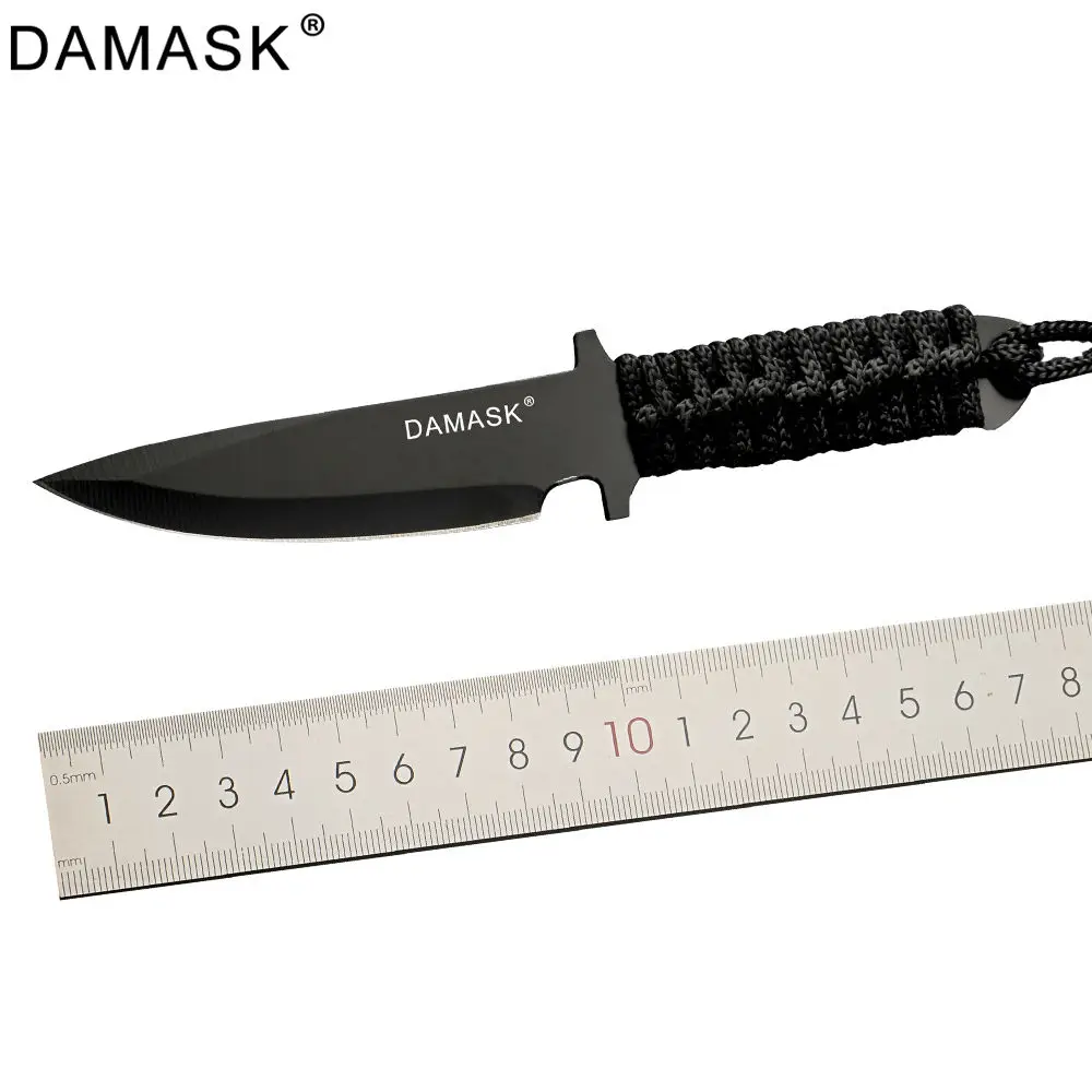 

DAMASK Master Made Fixed Stainless Steel Outdoor Knife 3Cr13 High Hardness Hunting Surivival Black Knife Tactical Hand Tools