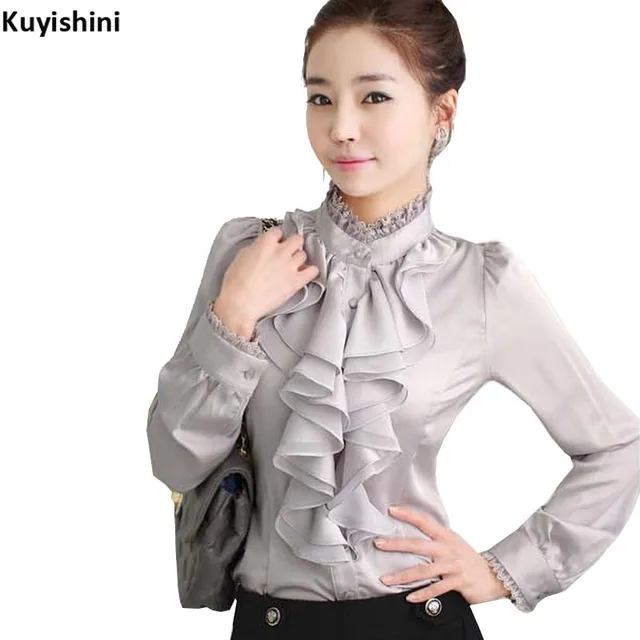 ruffle collar blouse plus size