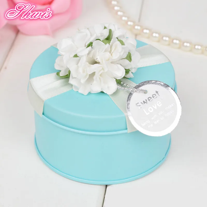 100pcs/lot Round Mint Tin Box Metal Chocolate Box Wedding Accessories