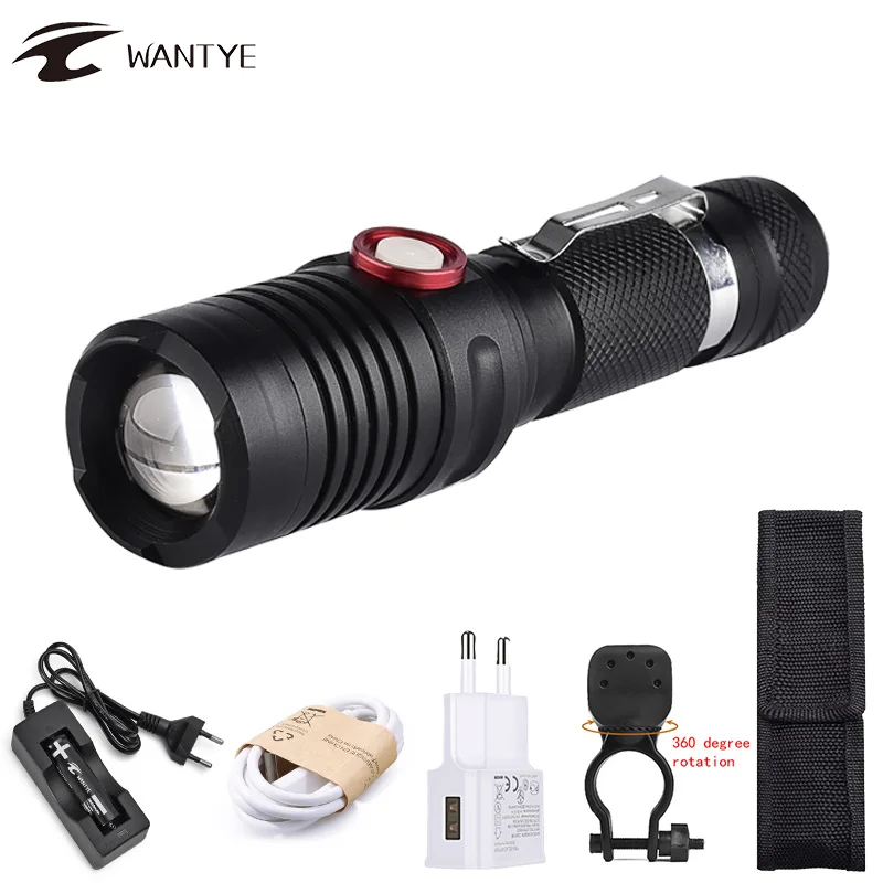 

USB LED Flashlight x900 Torch Rechargeable Flash Light 18650 Zoomable Tactical torch Lantern For Camping Fishing Hunting