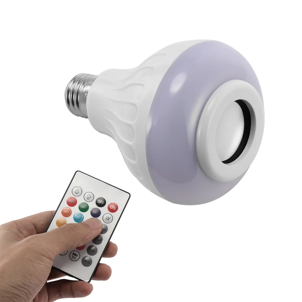 

Smart E27 RGB Bluetooth Speaker LED Bulb Light 12W Music Playing Dimmable Wireless Led Lamp with 24 Keys Remote Control