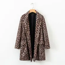 XD75-1497 Европа Мода Стиль двойной ряд Кнопка leopard пальто с мехом пальто