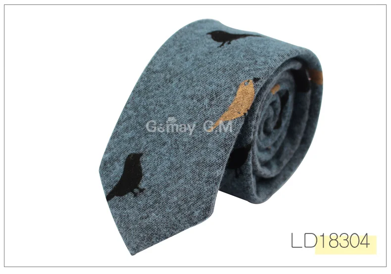 LD18304 Fashion Ties for Men Cotton Narrow Tie Skinny Cravat Neckties for Winter Men Party Skinny Tie Casual Printed Neck Ties Neckwear - Цвет: LD18304