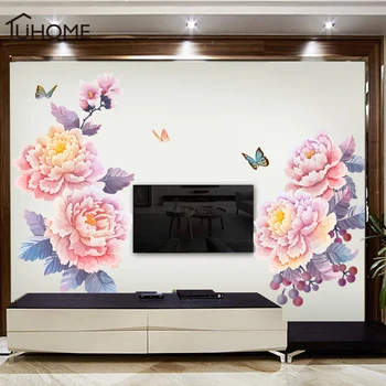 

1 Set Large 125x155cm Romantic Rose Wall Stickers Home Living Room TV Background Decals Bedroom Flower Shop Pvc Mural Art Poster