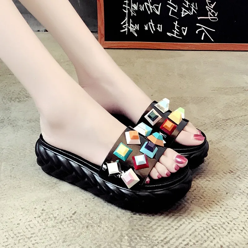 Hong Kong wind slippers female summer wear wild 2018 Korean version of ...