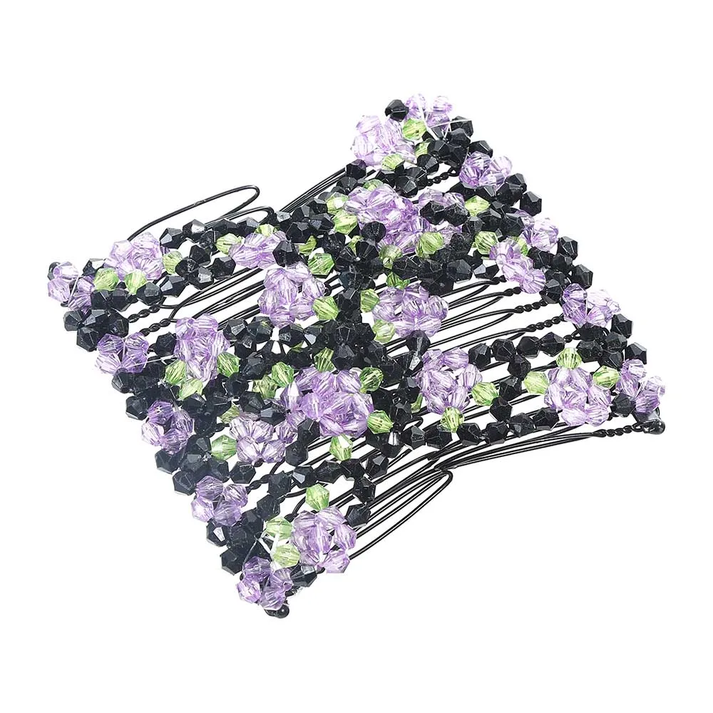 AWAYTR Винтажные эластичные расчески для волос с цветком и бусинами, двойная Волшебная металлическая расческа, заколки для волос для женщин, аксессуары для волос, подарок - Цвет: H