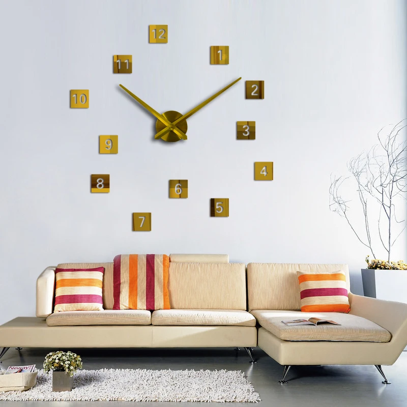 Brief Fashion Wall Clock Design Acrylic Mirror Clocks Europe Diy 3d