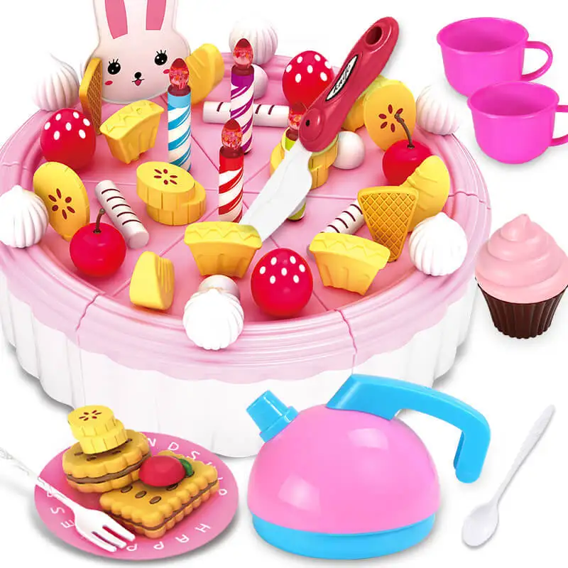 Новые 103 шт. DIY ролевые игры фрукты резка торт ко дню рождения Кухня Еда игрушки розовый синий подарок для девочек для детей
