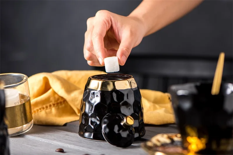 Золотой скандинавский минимализм креативный кофейный контейнер для хранения фасоли матовая поверхность керамический закусник свежий чай банка кофе контейнер Кофе Костюм
