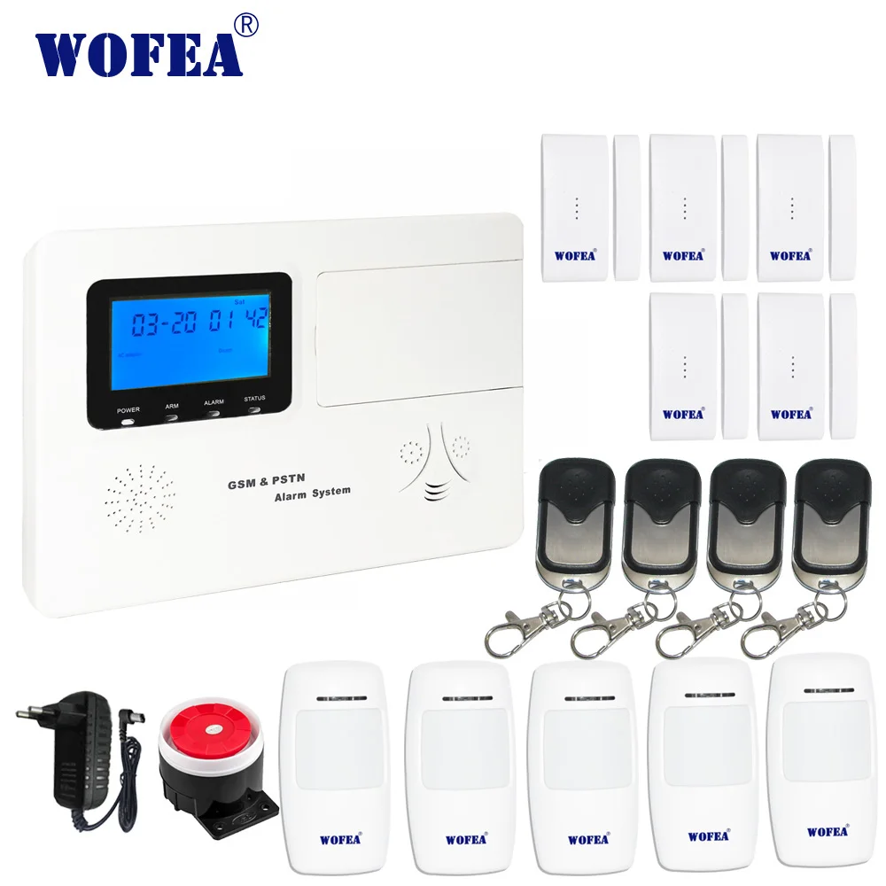 

wofea home security GSM alarm system with voice two way intercom APP control relay output work with both wireless wired sensors