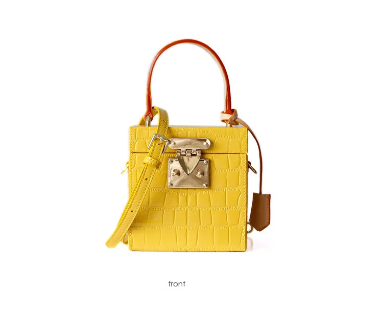 New Mini Hit Color Box Handbag Women Small Square Leather Shoulder Bag Female Candy Color Lock Box Bags