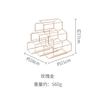 Креативный простой дизайн, медовая расческа, винный шкаф, Ироничная стойка, золото, розовое золото, 6 сеток в скандинавском стиле, винный держатель - Цвет: rose gold