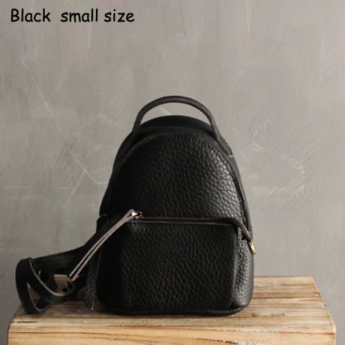 Новое поступление, маленький женский рюкзак из натуральной кожи, высокое качество, коровья кожа, маленькая школьная сумка для девочек, сумка через плечо - Цвет: Black Small size