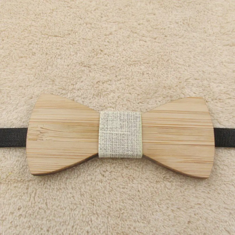 Children Kids Boys Bow Tie Bamboo Wooden Ties Tied Clip Child Neck Bow Ties for Bow Tie Clip on Tie