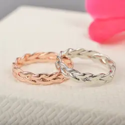 100% стерлингового серебра Простые ретро переплетенные кольца женские ювелирные изделия Мода креативная замкнутая цепь кольцо
