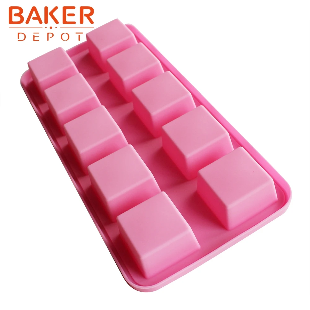 Силиконовая форма для шоколада мыла льда 10 отверстий|chocolate mold|square moldsilicone bakeware |