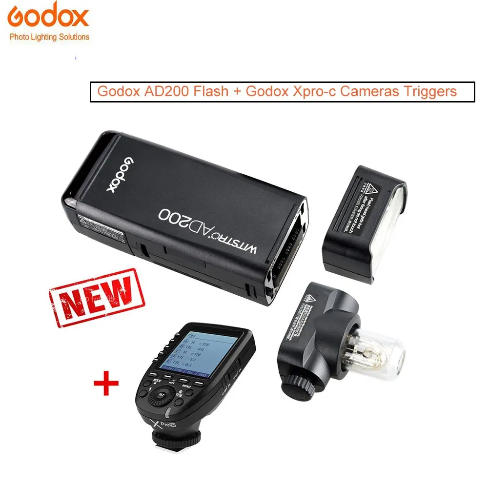 

Godox AD200 200w 2.4G TTL Flash for Canon Cameras +Xpro-C xpro TTL Wireless Triggers 1/8000s HSS 5 Dedicated Group Buttons