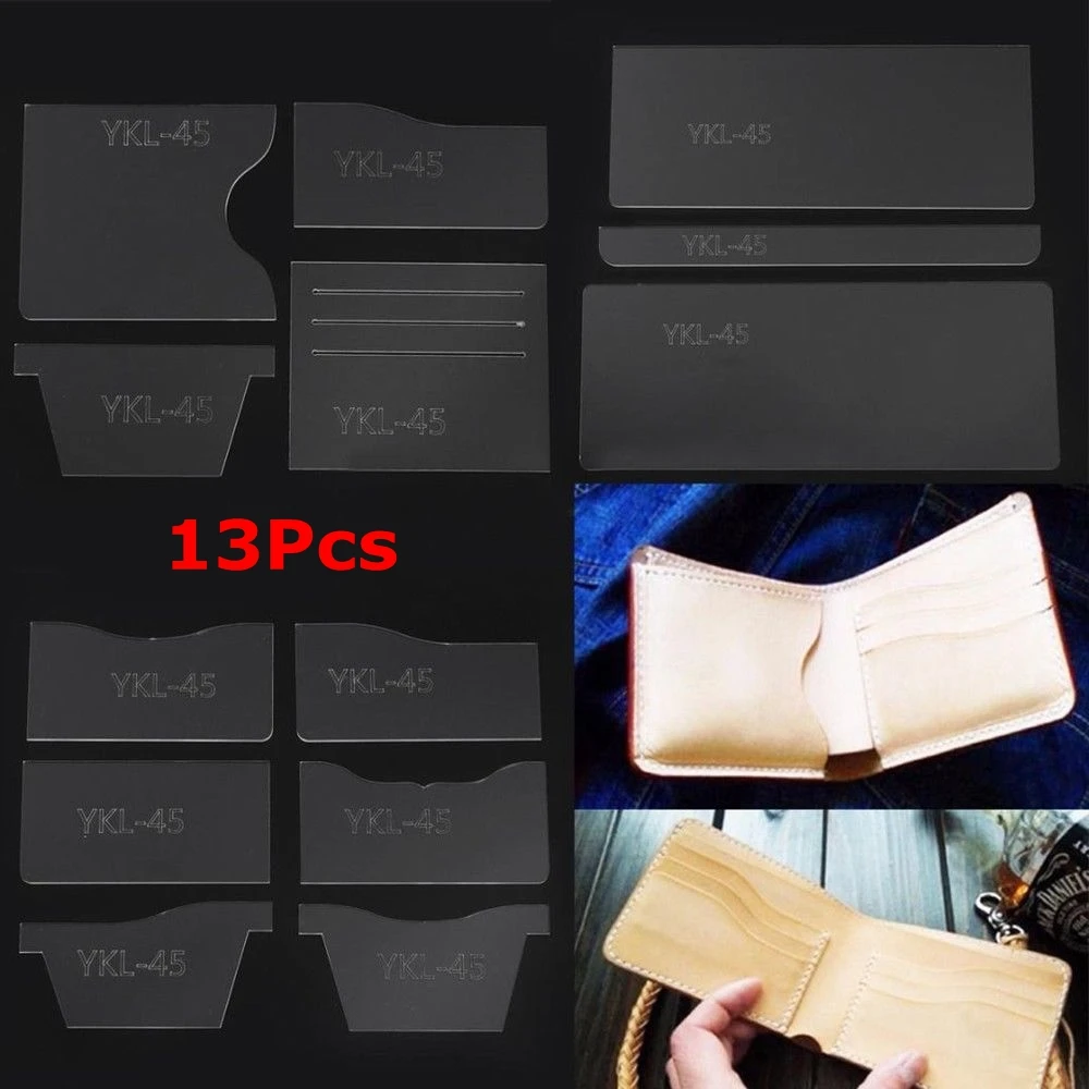 13pcs Clear Acrylic Wallet Stencil Template Drawings Set Diy Leather Hand Craft Ykl 45 Crafts Diy Hand Crafted Leathercraft Set Aliexpress