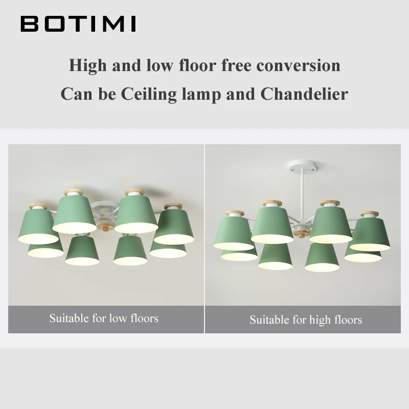  BOTIMI Colorful Chandelier Lighting For Living Room LED Lustre Wooden Hanging Light Modern Chandeli - 32868000153