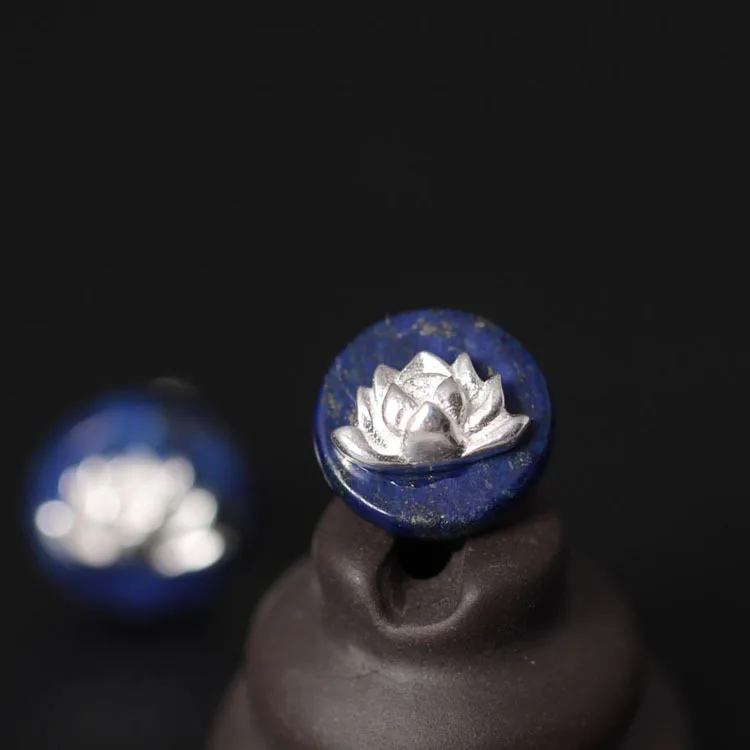 925 пробы серебряные серьги-гвоздики из лазурита в форме цветка лотоса в этническом стиле элегантные женские ювелирные изделия из стерлингового серебра