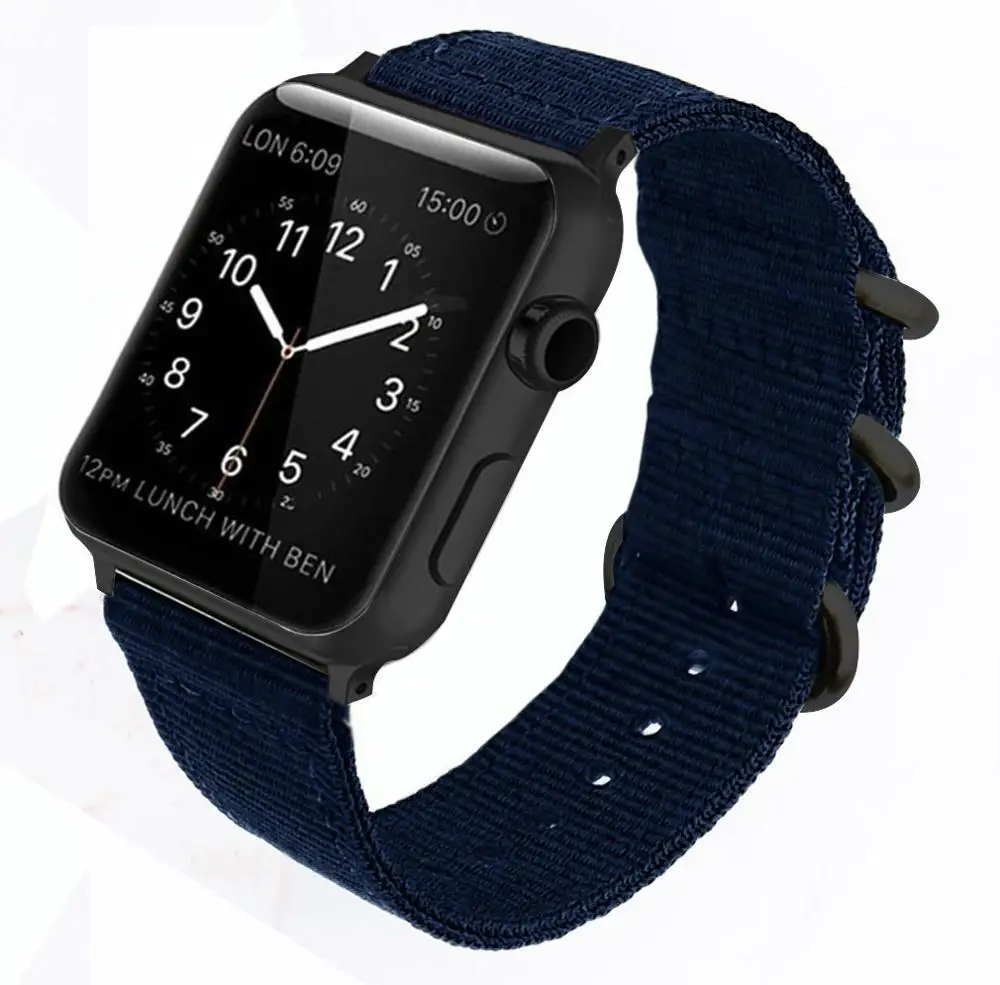 Ремешок nato для apple watch band apple watch 5 4 3 44 мм 40 мм iwatch band 42 мм 38 мм correa ремешок для часов браслет аксессуары для часов 2/1 - Цвет ремешка: Blue