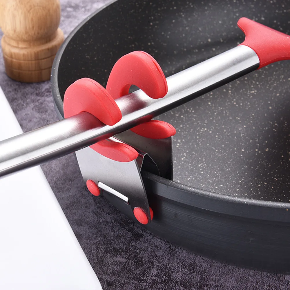 Stainless Steel Pot Pan Holder Spatula Clip Spoon Rest Pots Clip Kitchen Uten A