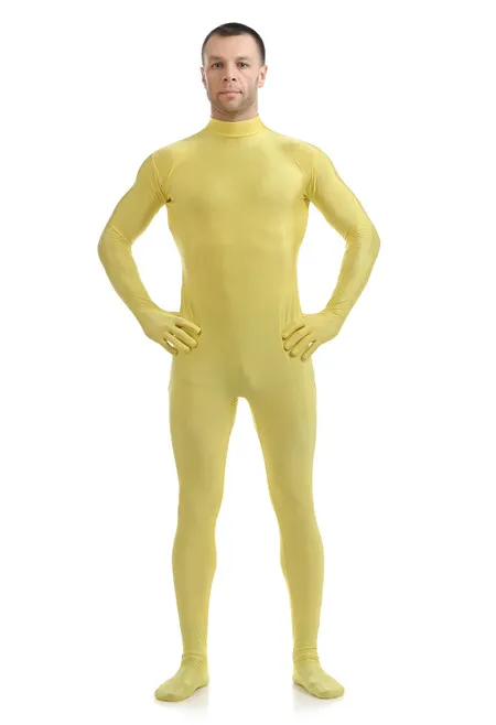 Нейлоновый черный зентай костюм мужской полное тело зентай боди для взрослых вторая кожа боди костюмы суперкостюмы лайкра гимнастическое трико из спандекса - Цвет: Light Yellow