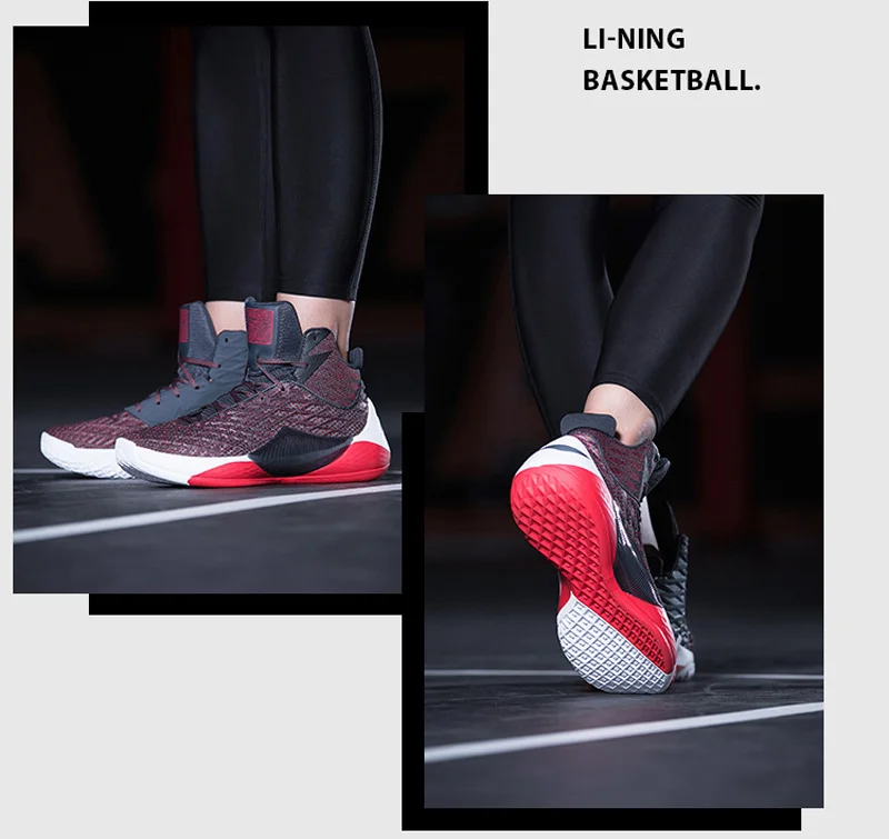 Li-Ning мужские кроссовки, кроссовки для баскетбола с подкладкой из тучного полиуретана, спортивные кроссовки из монопряжи ABAN019 XYL138