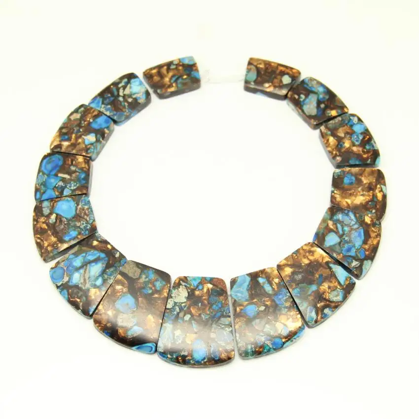 

Blue&Brown Natural Sea Sediment Jaspers Nugget Beads Necklace,Impression Stones Slab Graduated Trapezoid Beads Jewelry Making